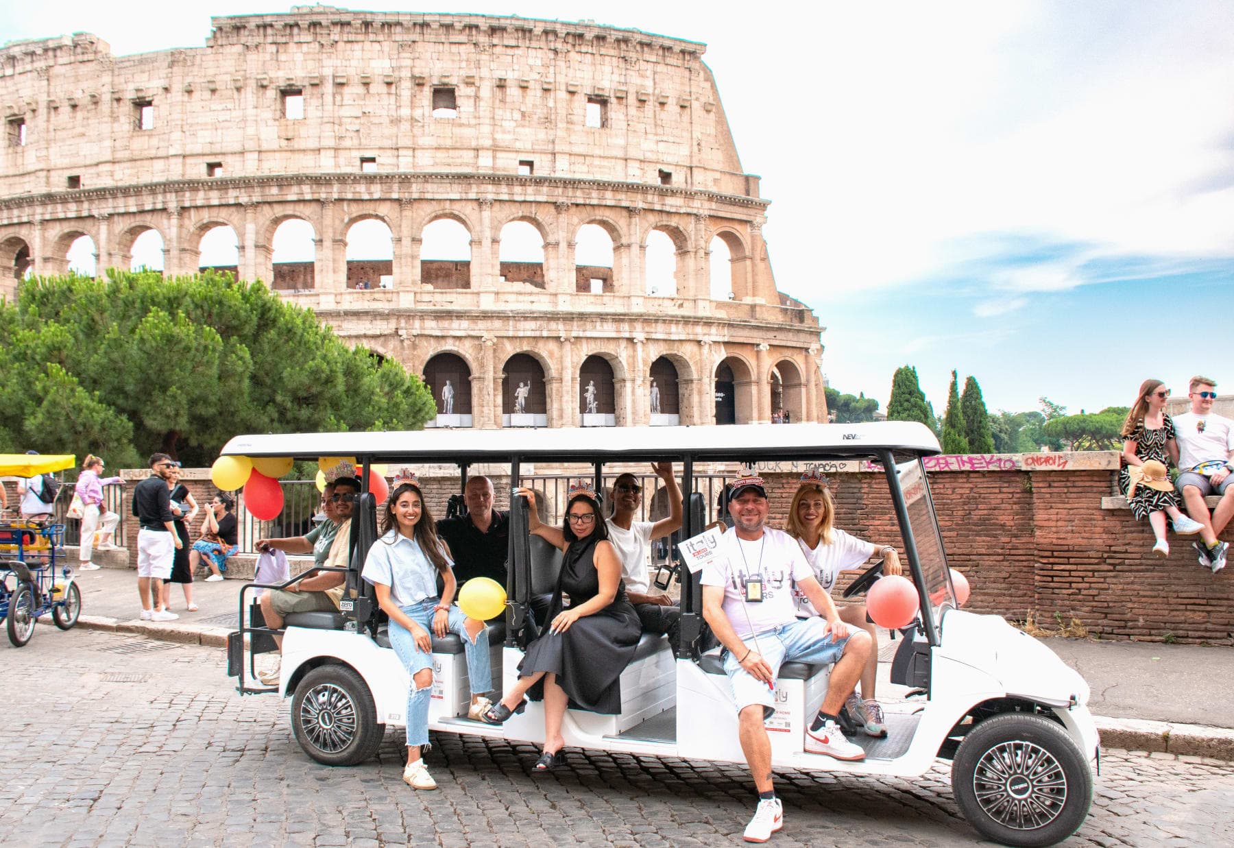 Romantic Rome landmark view for an anniversary golf cart tour